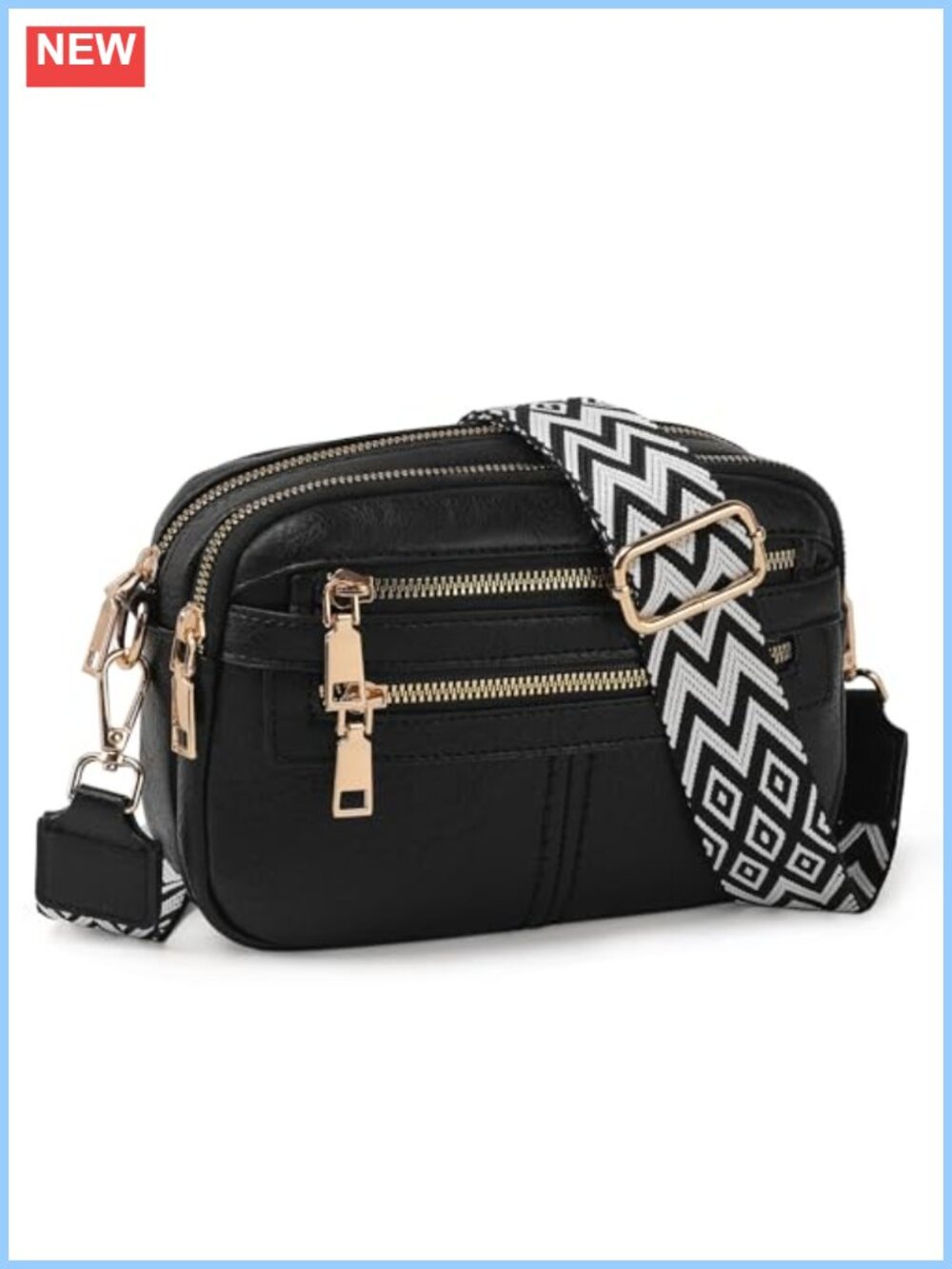 Vegan Leather Crossbody Bag 6-Pocket Purse Adjustable Strap Travel Shoulder Bag